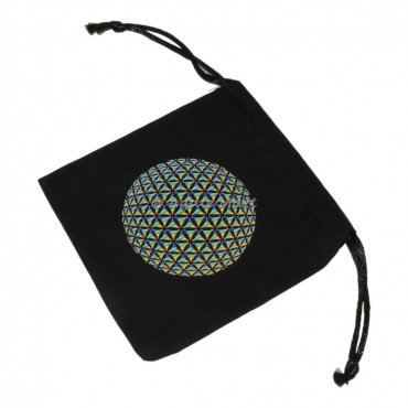 3D Flower of life Black Cotton Bag