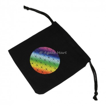 Flower Of life Black Cotton Bag