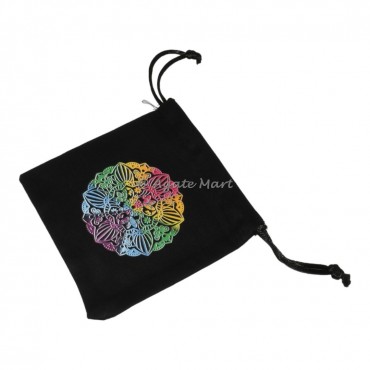 Mandala Chakra Black Cotton Bag