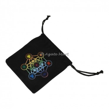 Chakra Cube Metatron Black Cotton Bag