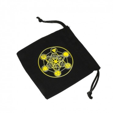 Yellow Geometry Metatron Cube Black Cotton Bag