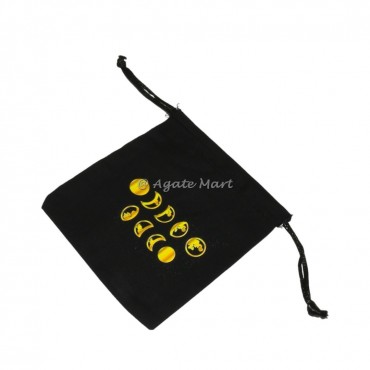 Moon Phase Black Cotton Bag