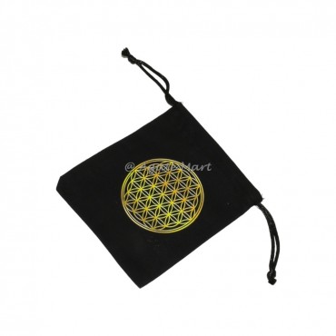 Flower Of life Black Cotton Bag