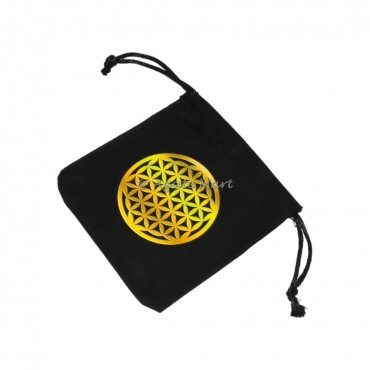 Golden Flower of Life Black Cotton Bag