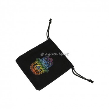 Hamsa Rainbow Black Cotton Bag