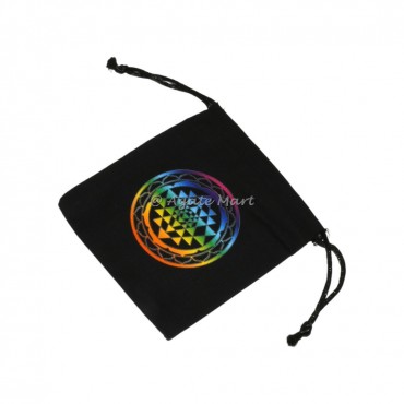 Shree Yantra Rainbow Black Cotton Bag