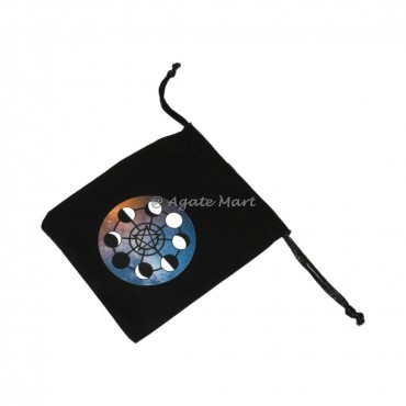 Moon Phase Black Cotton Bag