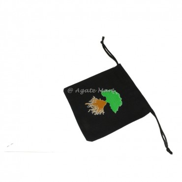 Tree Of Life Green Black Cotton Pouch