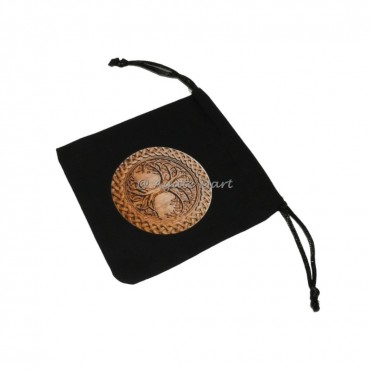 Antic Tree of Life Black Cotton Pouch