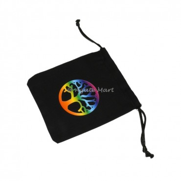 Tree of life rainbow Black Cotton Pouch