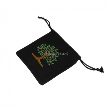 Tree Of life Natural Black Cotton Pouch