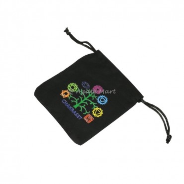 Chakra Tree Black Cotton Pouch