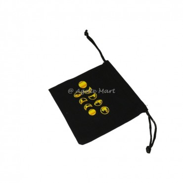 Moon Phase Black Cotton Pouch