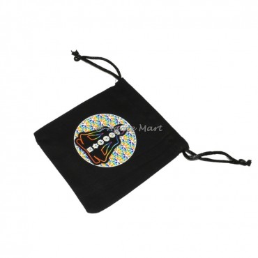 Buddha With Chakra Black Cotton Pouch