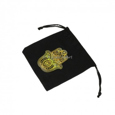 Hamsa Golden Black Cotton Pouch