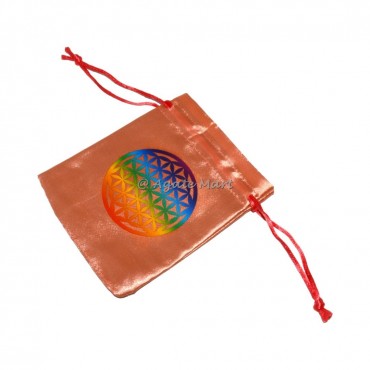 Flower of life Rainbow Satin Cotton Pouch