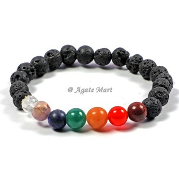 Chakra Stones With Lava Bracelets