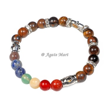 Tiger Eye Chakra Bracelet With Hamsa Hand