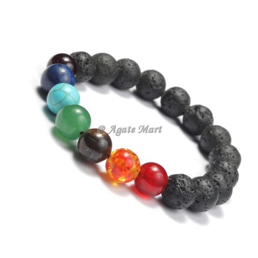 Lava Chakra Stones Bracelet Big Size