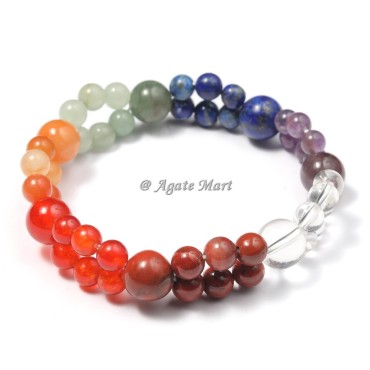 Crystals Seven Chakra Stone Double Line Bracelet