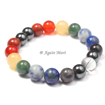 Large Stones Beads Seven Chakra Bracelet