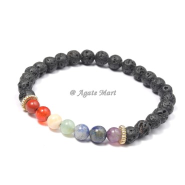 Seven Chakra Bracelet With Lava Stone