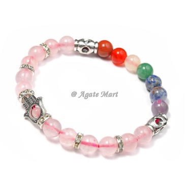 Rose Quartz Seven Chakra Bracelet