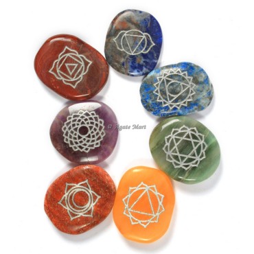 Engraved Seven Chakra Unshaped Oval Set