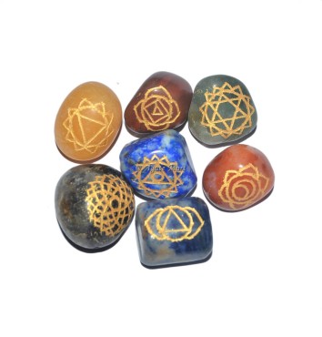 Seven Chakra Engraved Tumbled Set