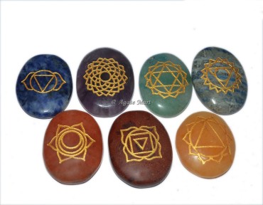 Seven Chakra Engraved Oval Set