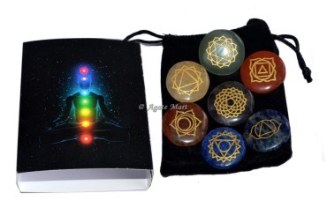 7 Chakra Engraved Set With Black Printed Box