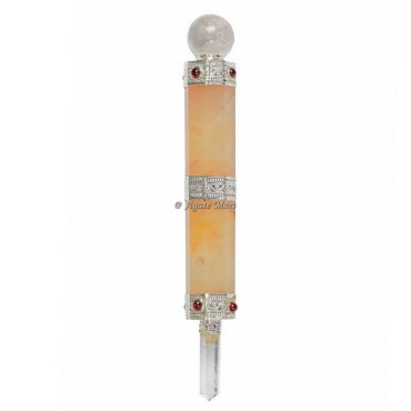 Golden Quartz with Crystal Ball Healing Stick Wand