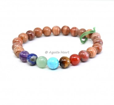 Banded Agate With 7 Chakra Bracelet