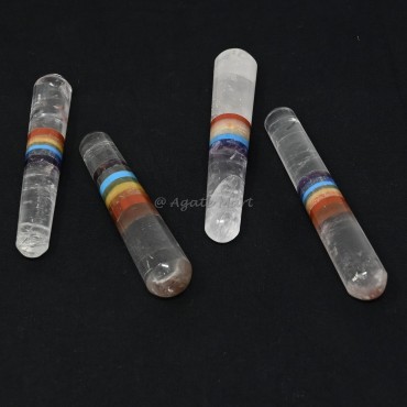 Crystal Quartz With 7 Chakra Bonded Massage Wand