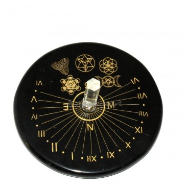 Mystic Sun Clock with Engraved Pagan Wiccan Symbols And With A Quartz Pencil