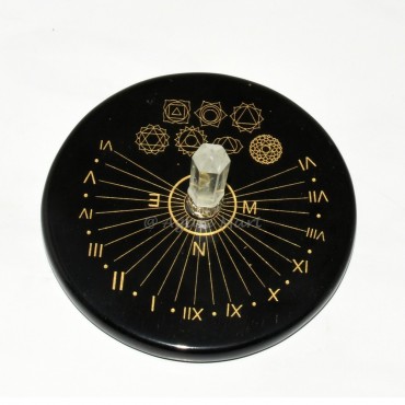 Harmonizing Sun Clock with Engraved 7 Chakra Symbols And With A Quartz Pencil