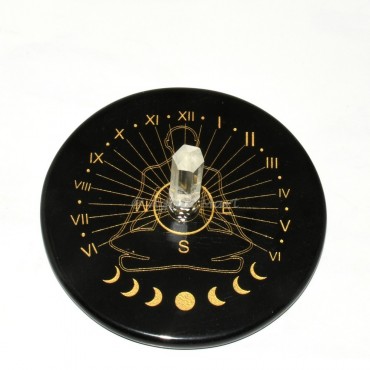 Sun Clock with Engraved Buddha and Moon Phases And With A Quartz Pencil