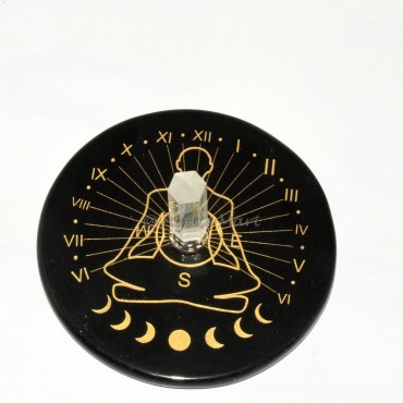 Serene Buddha Sun Clock with Engraved Dark Border And With A Quartz Pencil