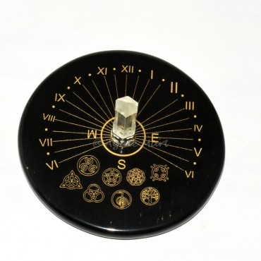 Spiritual Sun Clock with Engraved Wiccan and Choko Reiki Symbols And With A Quartz Pencil