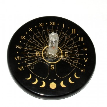 Harmony Sun Clock with Engraved Tree of Life and Moon Phases And With A Quartz Pencil