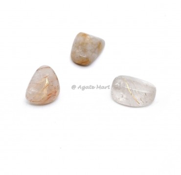 Gold Rutile Quartz Tumbled Stones