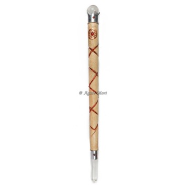 Pentagram spiral Wood Healing Stick Wand